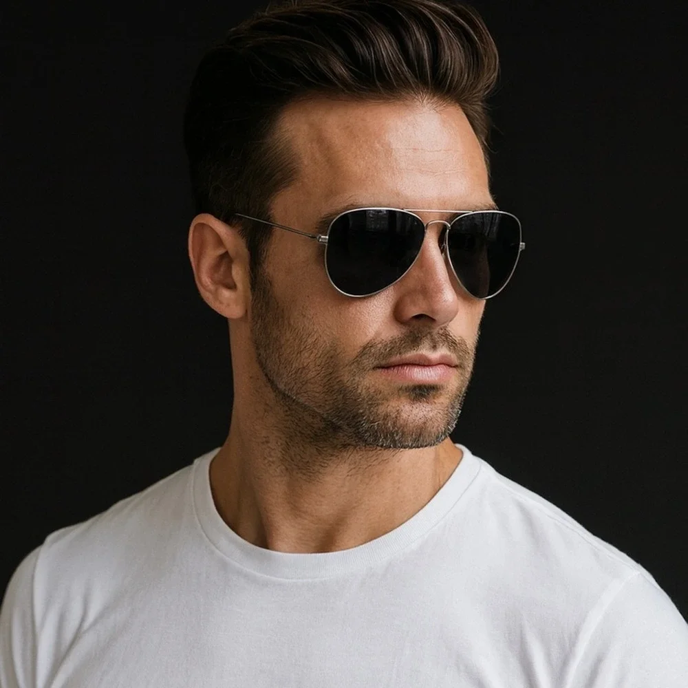 Geoffrey Beene Vintage‎ Mens Aviator Sunglasses Gunmetal Frame Classic